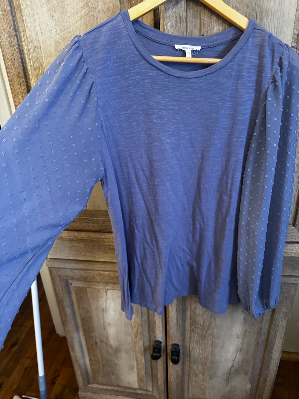 Maurices Dusty Blue Puff-Sleeve Knit Top